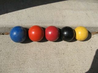 5 Vintage Croquet Balls Single Color Set 3 " Colorful.  Neat Decorations