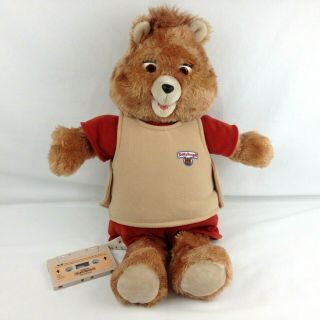 Vintage Animated Teddy Ruxpin 1985 Worlds Of Wonder & Cassette For Parts/repair