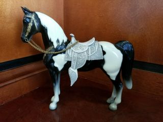 Vintage 1970s Breyer Western Pony Horse With Authentic Oil Crisis Chalky Saddle