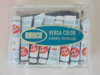 Vtg Amaco Versa Color Ceramic Overglaze 8 Tubes 018 Pottery Metal Art Supplies