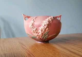 Vintage Roseville Foxglove Vase 418 - 11 Pink Art Pottery Pot Planter Vase