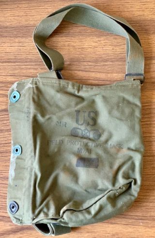 Wwii M9a1 Gas Mask Bag United States Chemical Corps Vintage Ww2 Od Green