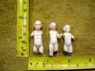 3 X Excavated Vintage Victorian Painted Frozen Charlotte Doll Age 1860 Art 12252