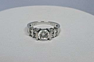 Vintage Sterling Silver Multi Stone Cubic Zirconia Solitaire Ring Size M