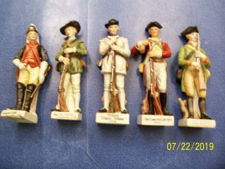 (5) Vintage Porcelain " Revolutionary War " Soldier Figurines - 9 " Tall