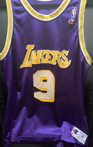 Vintage Nick Van Exel Lakers Purple Champion Jersey Size 48 Xl