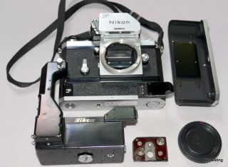 Nikon F W/ftn Finder,  F - 36 M.  D. ,  Cordless Power Pack & Extra Film Back.  Work Fully.