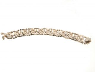 Vintage Clear Crystal Rhinestone Bracelet Silver.  75x6.  75 