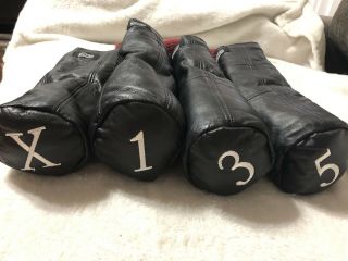 Skins Golf Leather Head Covers Pack Of 4 Black Gray Vintage X 1 3 5