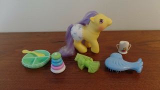 Vintage G1 My Little Pony Fancy Pants Baby Splashes With Accessories