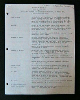 Vintage Gseu Meeting Minutes Fullerton May 1978 Gay Lgbt Interest Rare