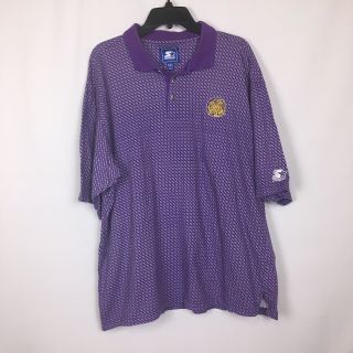 Starter Vintage Lsu Tigers Men’s Polo Shirt Purple Size Xxl