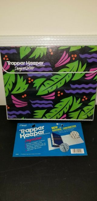 Vintage 1980s Retro Trapper Keeper Tropical Theme Rare - 2 Folders,  Pad