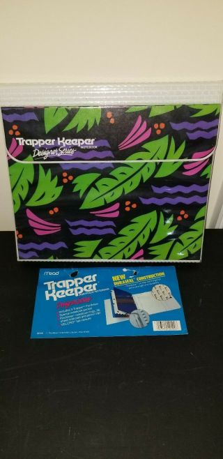 Vintage 1980s Retro Trapper Keeper Tropical Theme Rare - 2 Folders,  Pad 5