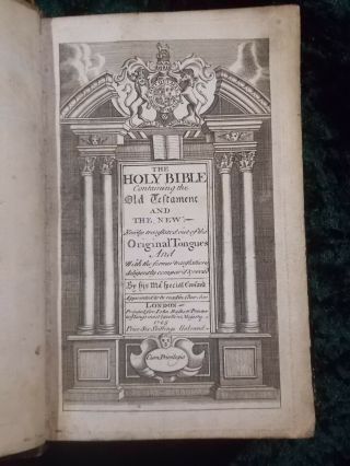 FINE SCOTTISH GILT LEATHER BINDING KING JAMES BIBLE 1725 COMPLETE 4