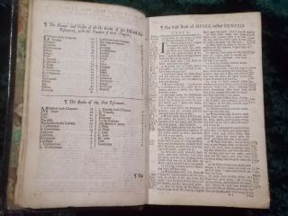 FINE SCOTTISH GILT LEATHER BINDING KING JAMES BIBLE 1725 COMPLETE 5