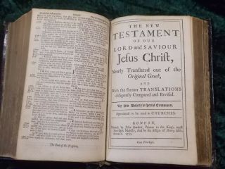 FINE SCOTTISH GILT LEATHER BINDING KING JAMES BIBLE 1725 COMPLETE 8