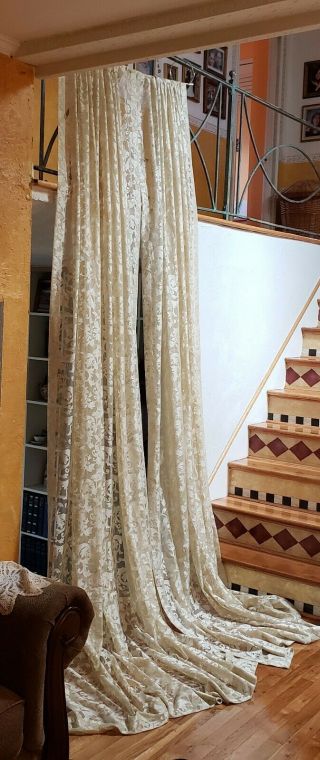 Vintage Style Long Lace Type Curtains Or Drapes 76 " 