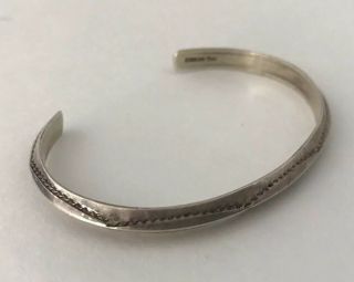 Vintage Hand Stamped Sterling Silver Navajo Native American Tahe Cuff Bracelet