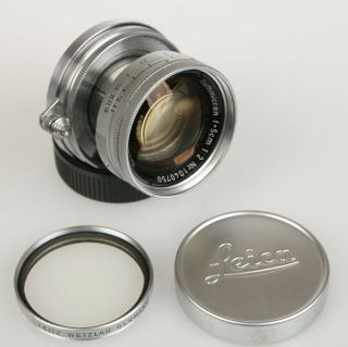 Leica Leitz 50mm Summicron Collapsible Ltm F2 50/2 Lens W/caps 1953 Radioactive?