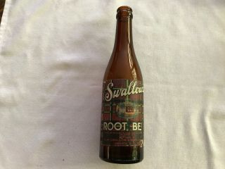 Swallow’s Root Beer Vintage Paper Label Amber Bottle