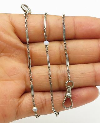 925 Sterling Silver - Vintage Petite Moonstone Bead Thin Chain Necklace - N2260