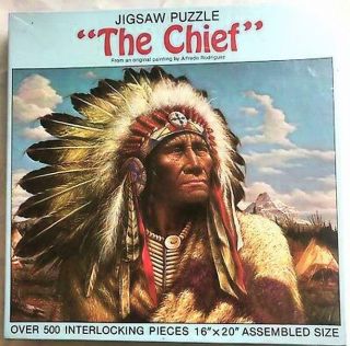 500 Piece Jigsaw Puzzle The Chief Native American Indian Vintage 100 Complete