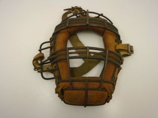 Vintage Catchers Mask Leather & Steel James W Brine Boston Ma Memorabilia C1920s