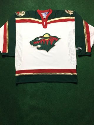 Minnesota Wild Vintage Ccm Nhl Stitched Sewn Hockey Jersey White Xl