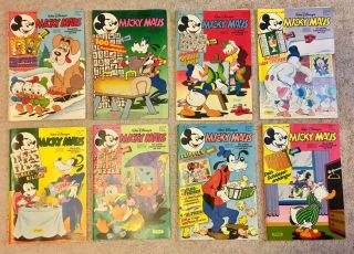8 Vintage Micky Maus Disney Comic Books In German - Year 1986