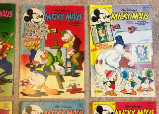 8 Vintage Micky Maus Disney Comic Books In German - Year 1986 3