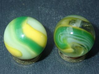 Vintage Marbles 2 Akro Agate Popeye Corkscrew Hybrid UV Reactive 21/23 2