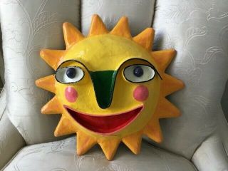 Gina Truex Papier Mache Sun Mask Signed; Vintage 80 