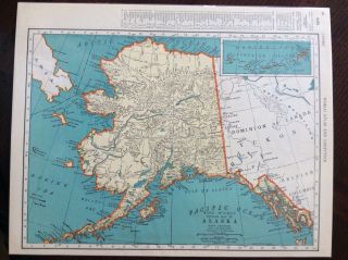 Vintage 1939 Rand Mcnally Map Alaska