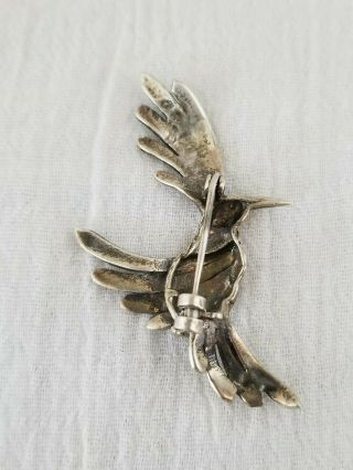 Vintage CW Sterling Silver Marcasite Bird in Flight Brooch/Pin 2