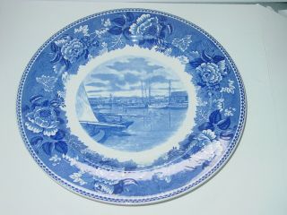 Vintage Wedgwood Nantucket Scene Blue And White Plate 10 1/2 "