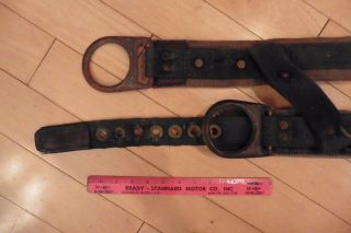 Vintage Harness Pole Tree Climbing Safety Belt straps Lineman green heavy duty 4