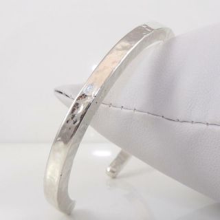 Vintage Sterling Silver Hammered Modernist Cuff Bracelet Ldi3