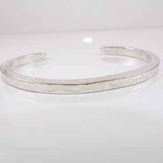 Vintage Sterling Silver Hammered Modernist Cuff Bracelet LDI3 2