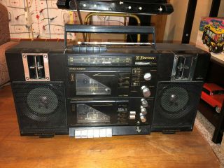 Emerson Ctr960 Vintage Am Fm Stereo Radio Dual Cassette Recorder Boombox
