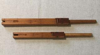2 Antique / Vintage Wooden Oragan Pipes Flutes Tuners 14” & 17” G D