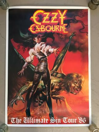 Ozzy Osbourne Vintage Poster The Ultimate Sin Tour 1986 24 " X34 "