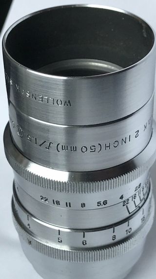 Wollensak Raptar 2 Inch 50mm F1.  5 C Mount Lens With Shade