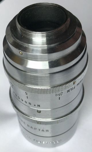 Wollensak Raptar 2 inch 50mm f1.  5 c mount Lens with shade 4