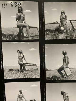 B/W 8X10 Contact Sheet 1960 - 70’s ART Posed Nude w/ Vintage JEEP BY Serge Jacques 7