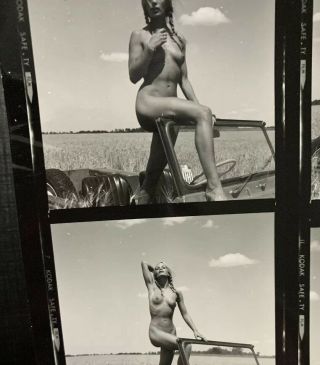 B/W 8X10 Contact Sheet 1960 - 70’s ART Posed Nude w/ Vintage JEEP BY Serge Jacques 8