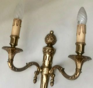 VINTAGE FRENCH GOLD COLOUR NEO CLASSICAL LARGE DOUBLE CANDLE SCONCE WALL LIGHT 4