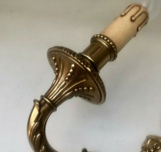 VINTAGE FRENCH GOLD COLOUR NEO CLASSICAL LARGE DOUBLE CANDLE SCONCE WALL LIGHT 6