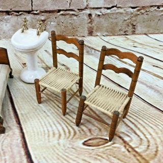 Vintage dollhouse 1:12 Miniature furniture bed room dresser bed chairs 4