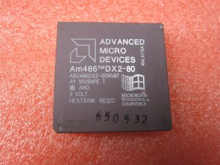 Vintage Rare Amd Am486 Dx2 - 80 A80486dx2 - 80nv8t Pga168 Gold Cpu Processor